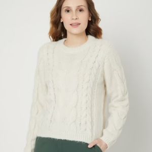 White Cable Knit Sweater